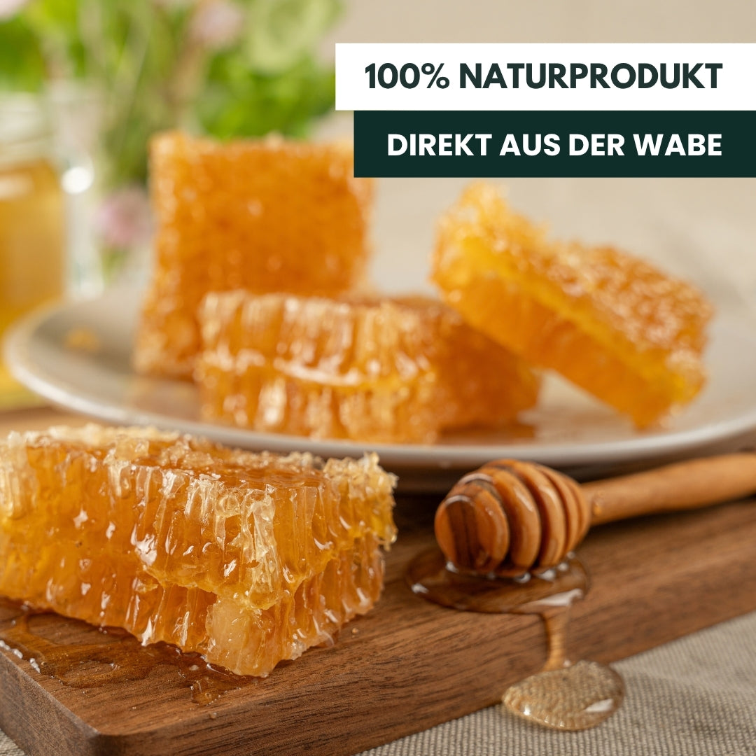 Deutsche Honigwabe 2 kg, Limitierte Edition 2026 Ernte von der Allgäuer Wanderimkerei, 100% Naturprodukt