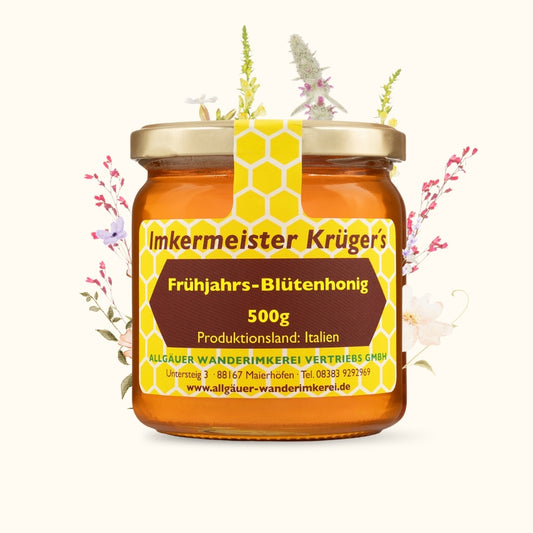 Leckerer Frühjahrs-Blütenhonig 500g aus Italien von der Allgäuer Wanderimkerei