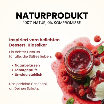 Valentinstag-Geschenk-Idee: Heisse Liebe Honig mit Himbeeren und Bourbon-Vanille 250g im Geschenlsäckchen Ich liebe Dich von der Allgäuer Wanderimkerei