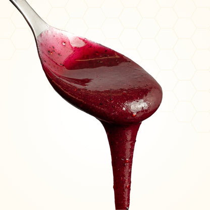 Cremiger Honig mit Wildheidelbeeren 250g mit Imkerhonig und Wildheidelbeeren von der Allgäuer Wanderimkerei