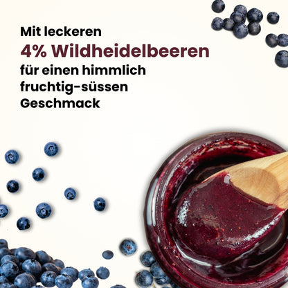 Leckerer Honig mit Wildheidelbeeren 250g mit 96% Imkerhonig und 4% Wildheidelbeeren von der Allgäuer Wanderimkerei
