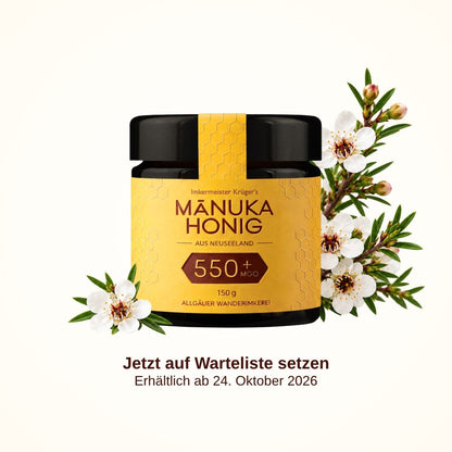Imkermeister Krüger's Manuka-Honig 150g MGO 550+ aus Neuseeland von der Allgäuer Wanderimkerei – Warteliste