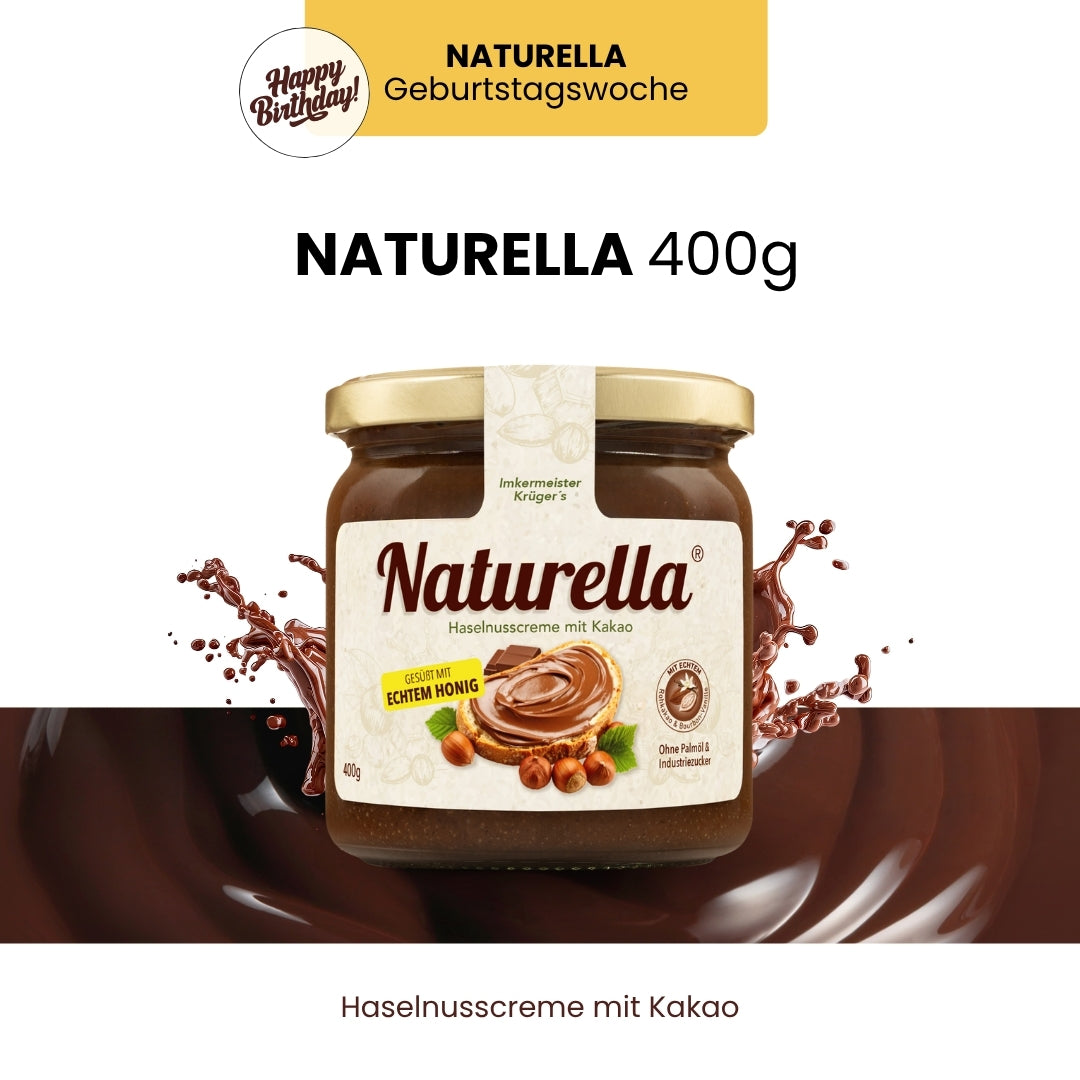 Naturella-Geburtstagswoche mit dem neuen Naturella Power-Set mit Naturella 400g und Naturella Crunchy 400g und Hercules Sport 500g von der Allgäuer Wanderimkerei_Naturella