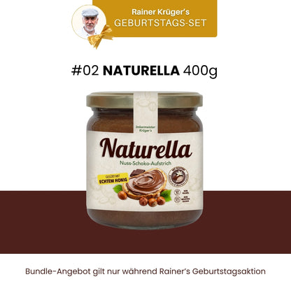 Imkermeister Rainer Krüger's Geburtstags-Set mit Hercules Sport 500g, Naturella 500g, Frühjahrs-Blütenhonig 500g, Honig mit echter Bourbon-Vanille 250g und Gratis Oxymel von der Allgäuer Wanderimkerei_02
