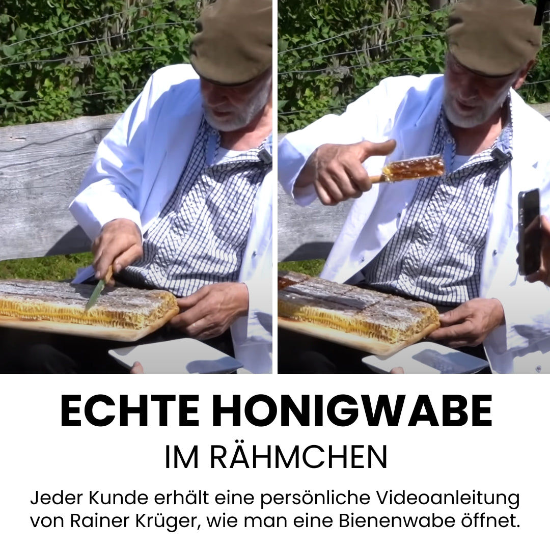 Sardische Honigwabe 2 kg, Limitierte Edition 2026 Ernte von der Allgäuer Wanderimkerei, wie öffnet man eine Honigwabe, Videoanleitung