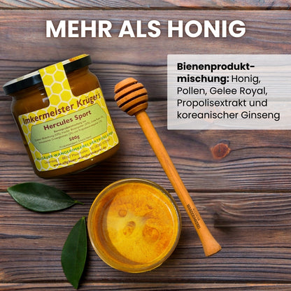 Valentinstag-Bundle mit Hercules Sport 500g, Mediterraner Waldhonig 500g, Heiße Liebe Honig 250g und Geschenksäckchen Ich liebe Dich von der Allgäuer Wanderimkerei