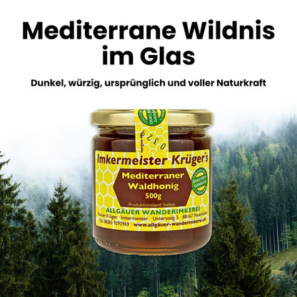 Valentinstag-Bundle mit Hercules Sport 500g, Mediterraner Waldhonig 500g, Heiße Liebe Honig 250g und Geschenksäckchen Ich liebe Dich von der Allgäuer Wanderimkerei