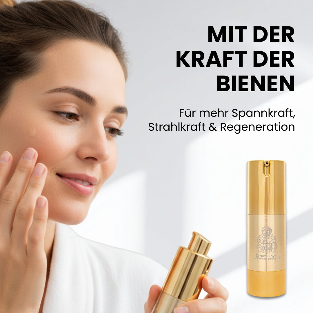 Valentinstag-Geschenk für sie, Serum-Royal Bienengift-Serum 30 ml, Heiße Liebe Honig 250g, Lippenpflege Gelee Royal 4,8g, Geschenksäckchen Ich liebe Dich von der Allgäuer Wanderimkerei